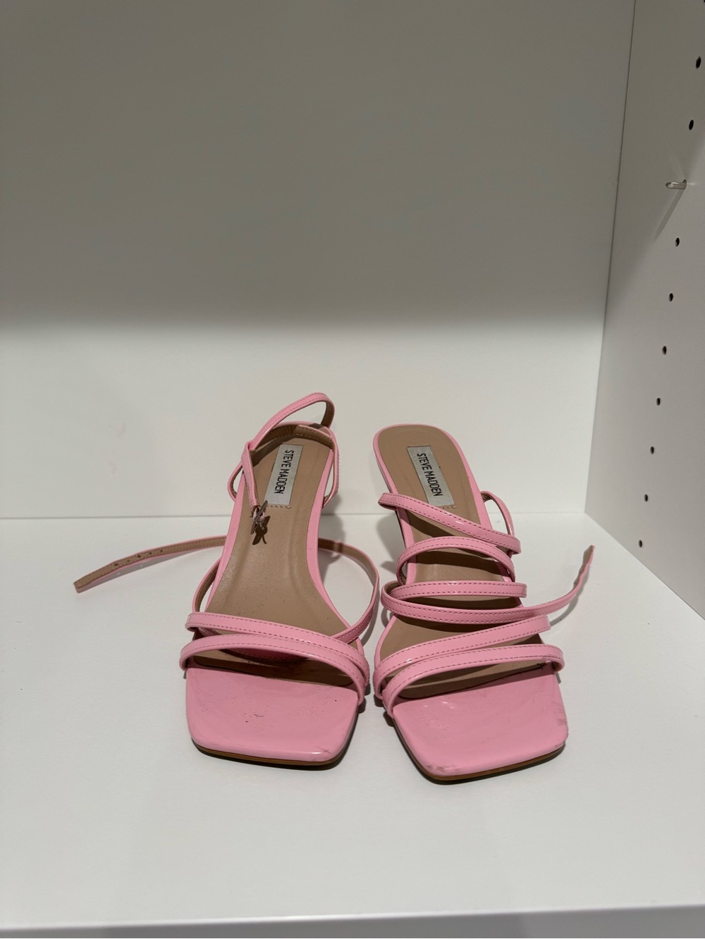 Steve Madden Pink Multi-Strap Square-Toe Heels